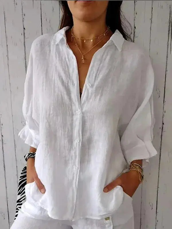 ISABELLA | Chic Linen Blouse-Lizabella Fashion