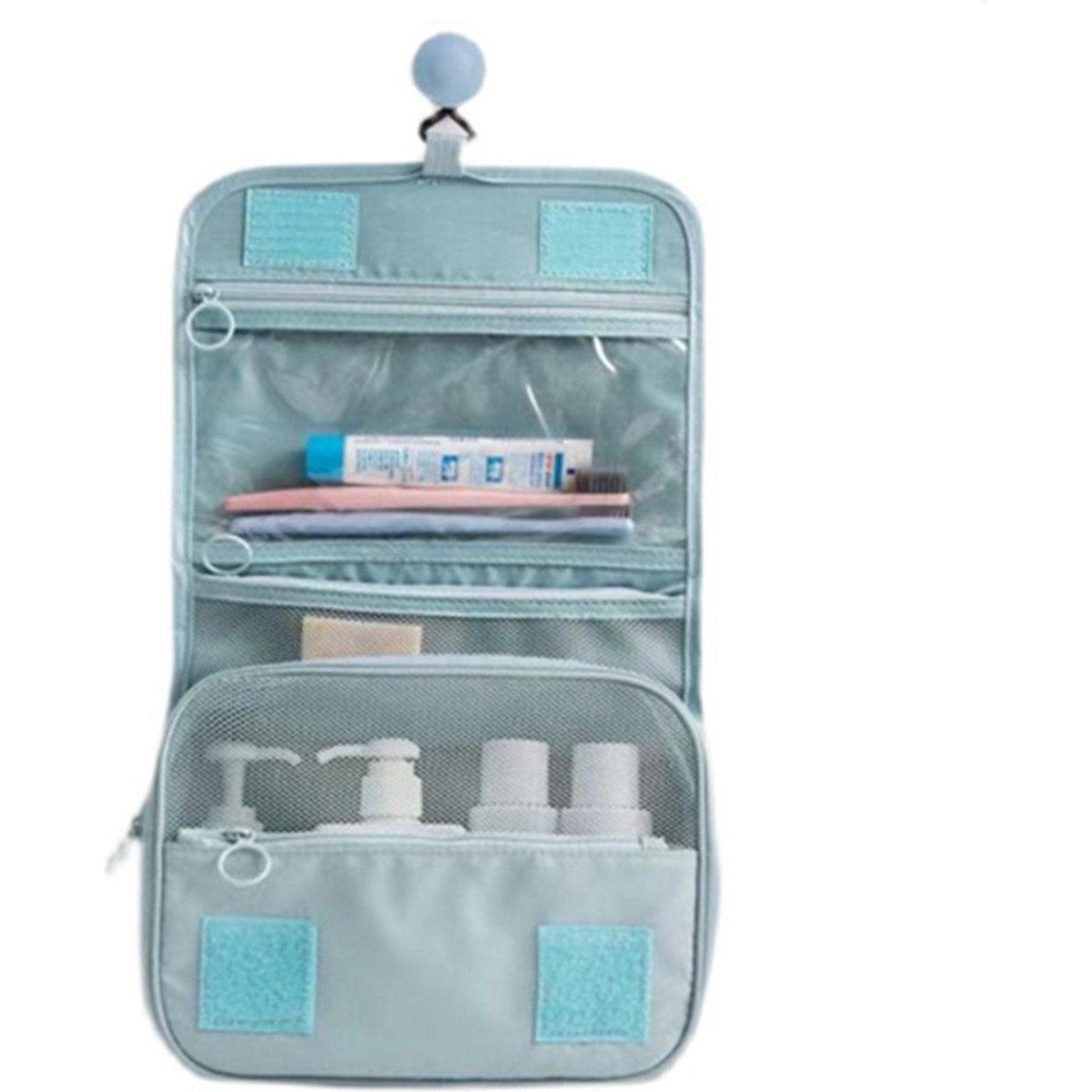 Nadia Light Blue Travel Toilet Bag with Convenient Hook