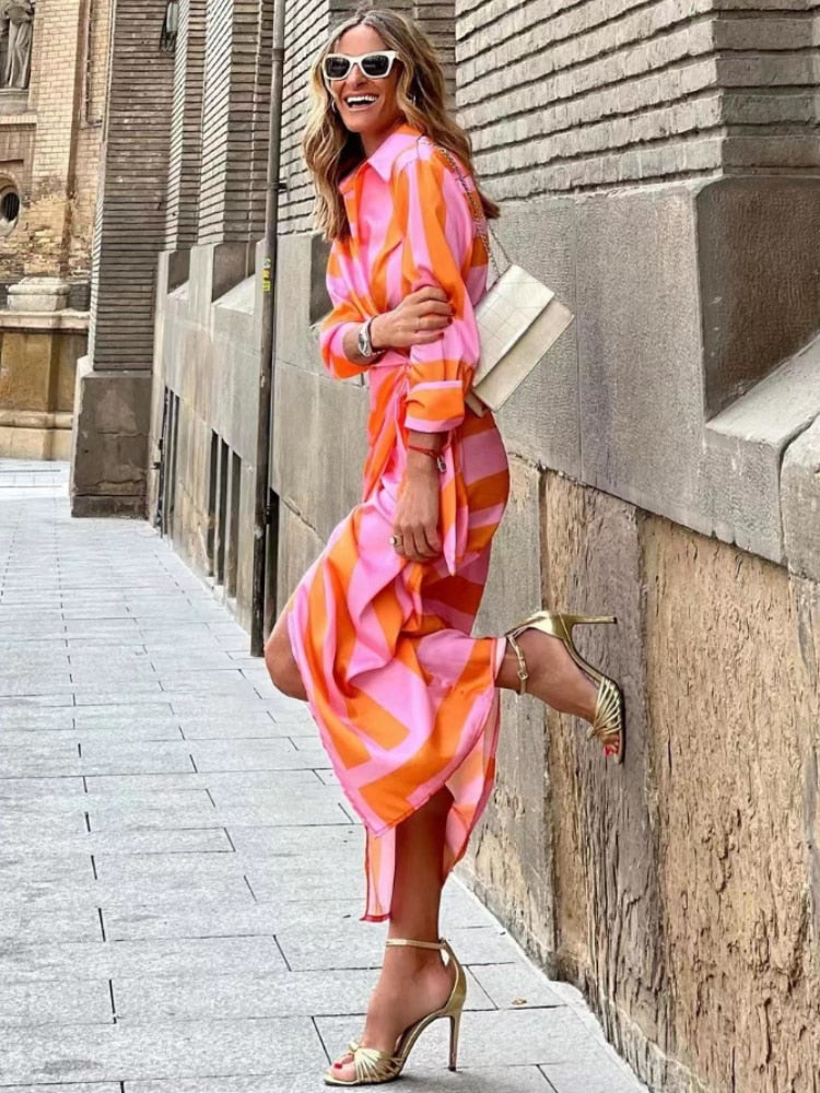 TANYA | Stylish Orange-Pink Summer Dress for Effortless Elegance - Lizabella Fashion